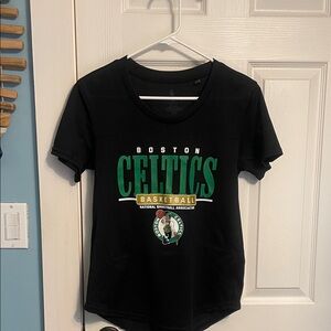 NBA Boston Celtics Black Short Sleeve Tee with Green Logo